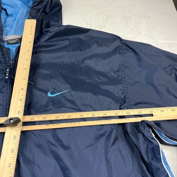 Nike Mens Zip Up Track Jacket Blue Hooded Training Retro Windbreaker Size LARGE - Picture 7 of 11